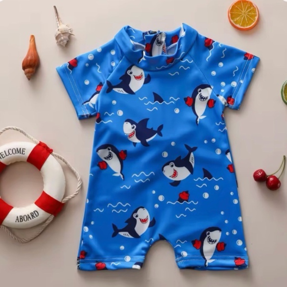 New Shark Print Kids Swimwear 2-3T